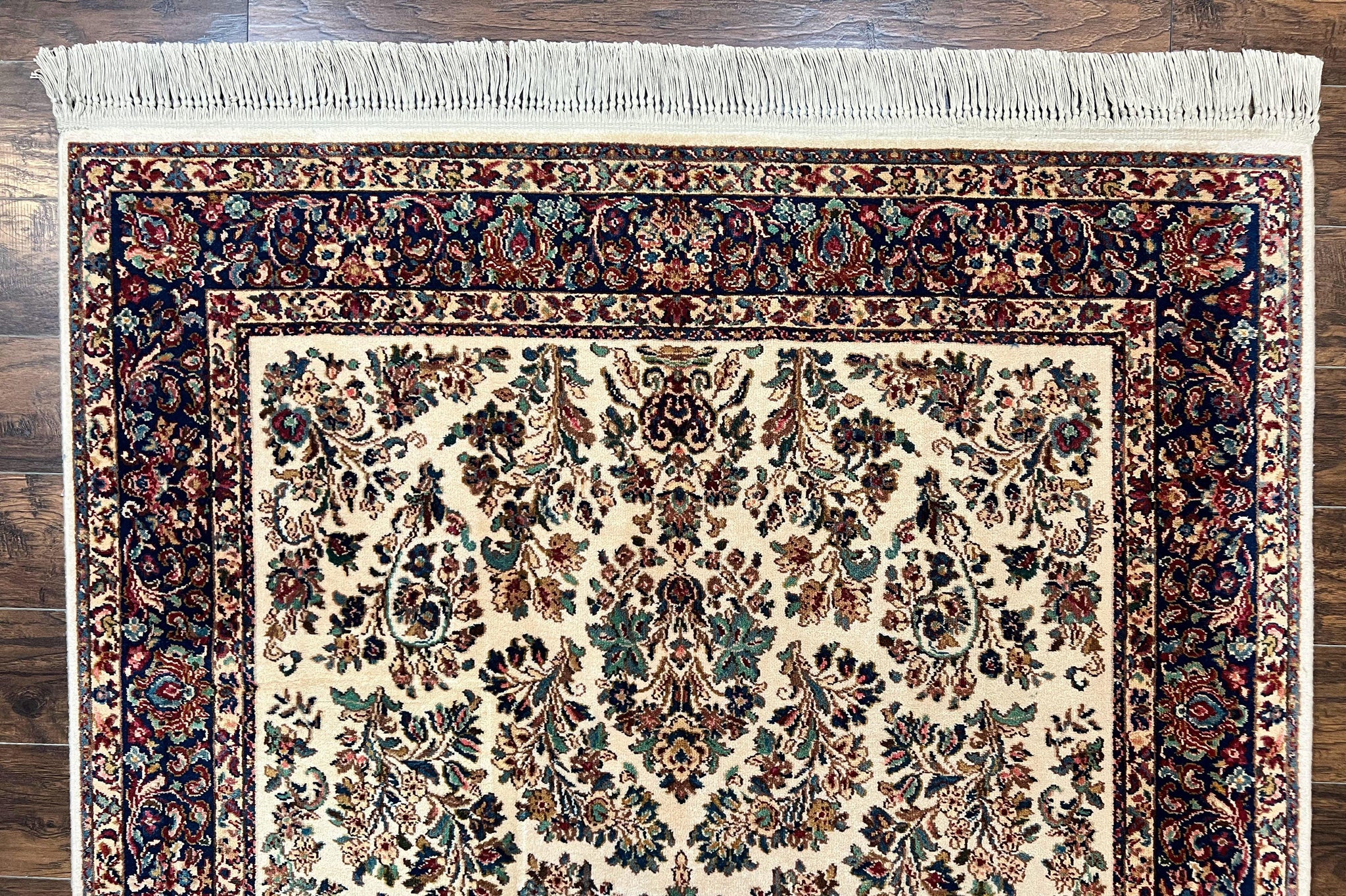 Karastan Rug 5.9 x 9 Ivory Sarouk #760, Vintage Wool Original Collection 700 Series, Discontinued by Jewel Rugs
