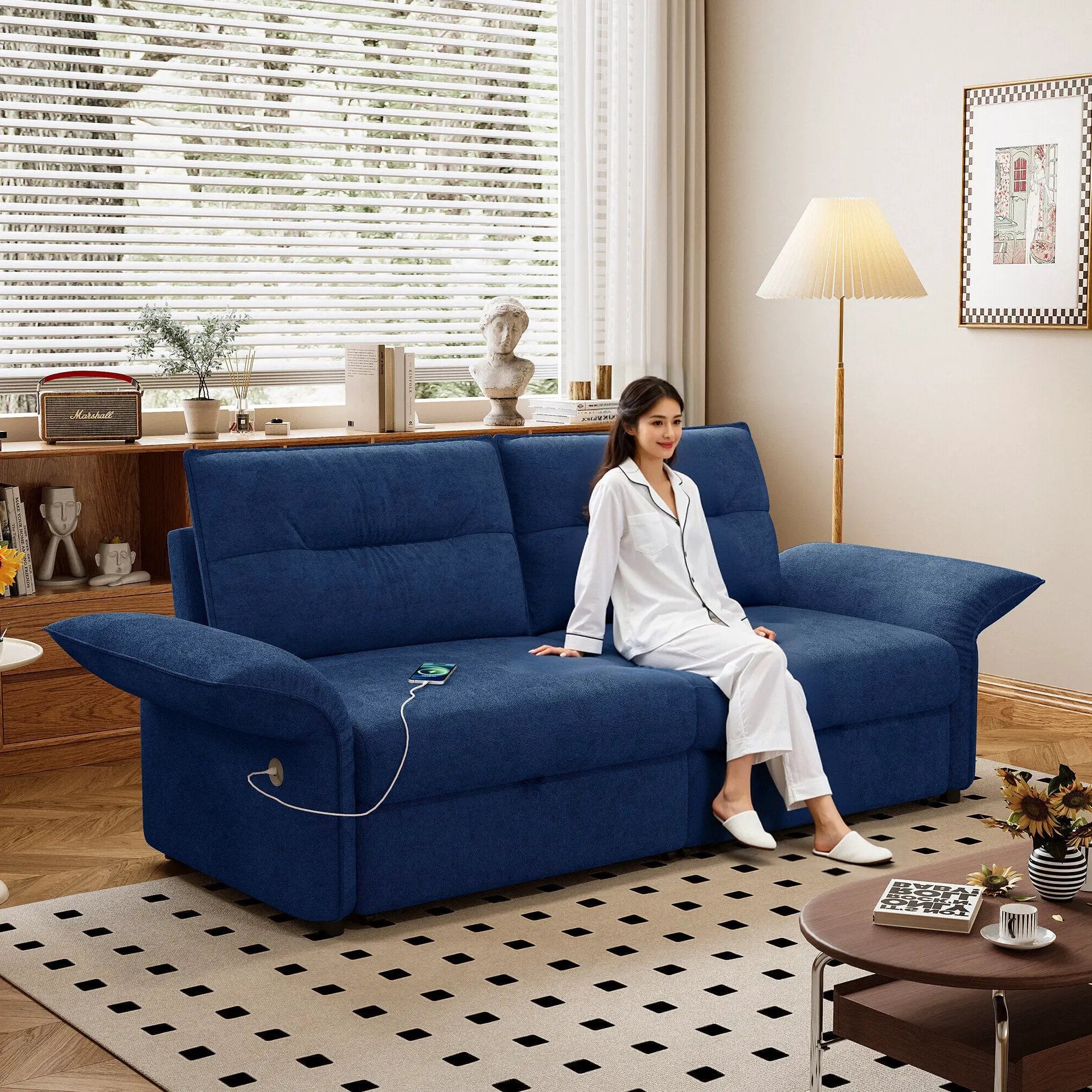 Multi-Functional 85-Inch Convertible Sofa Bed by HouseOfZazla