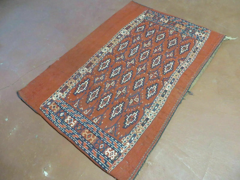 2'8" X 4' Antique Handmade Tribal Wool Rug Pillow Case Yamud Flat Weave Diamond by Jewel Rugs