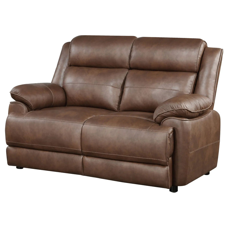 Ellington Upholstered Padded Arm Loveseat Dark Brown by Unique Piece Furniture