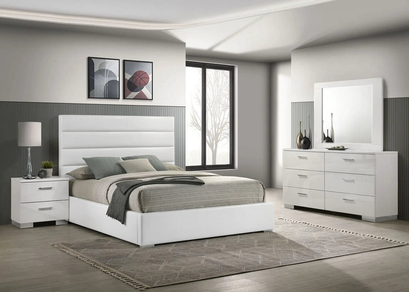 Felicity 4-piece Queen Bedroom Set White High Gloss by Unique Piece Furniture