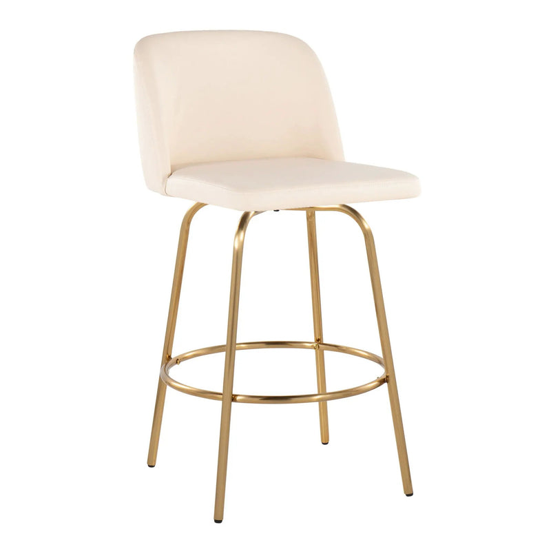 Toriano - Contemporary, Fixed Height Counter Stool With Swivel With Round Footrest (Set of 2) by Unique Piece Furniture