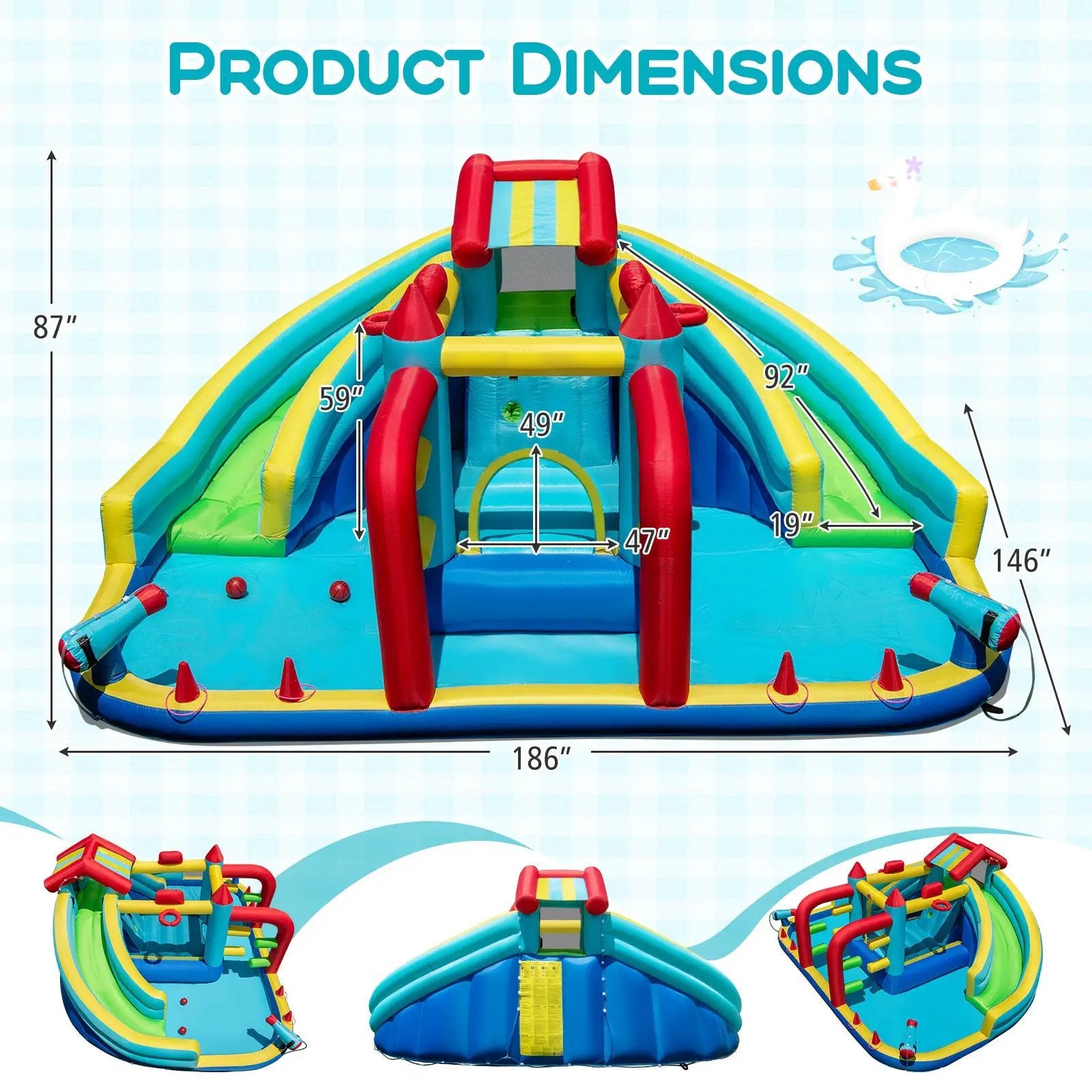 Inflatable Double Water Slide Park with Obstacle Course and 680W Blower by DirectDeals