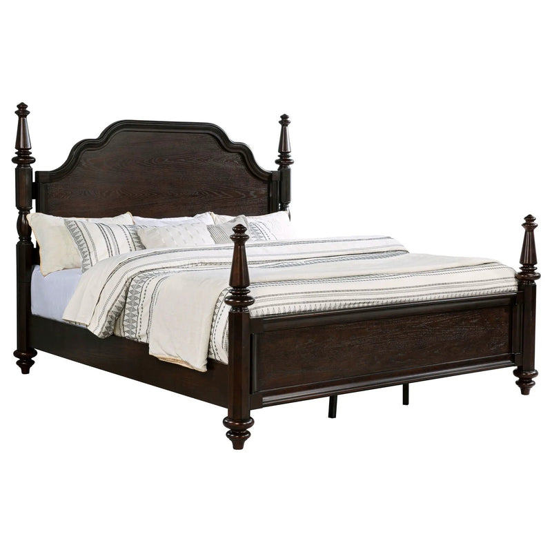 Andover 63-inch Four Poster Eastern King Bed Dark Oak by Unique Piece Furniture
