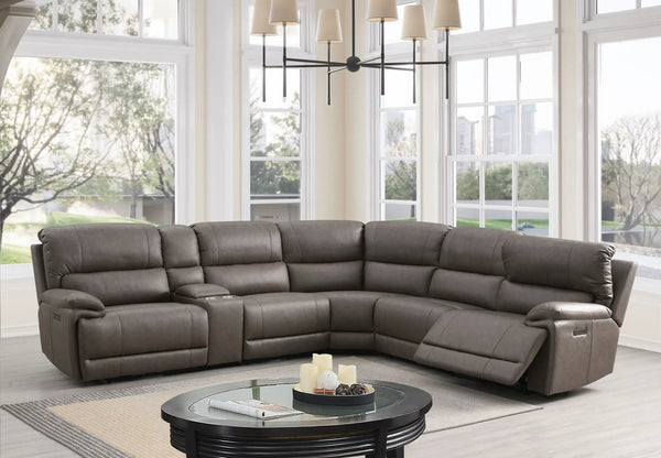 Kantu Synthetic Leather Motion Sectional Sofa - Brown