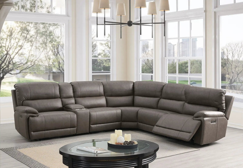 Kantu Synthetic Leather Motion Sectional Sofa - Brown by HouseOfZazla
