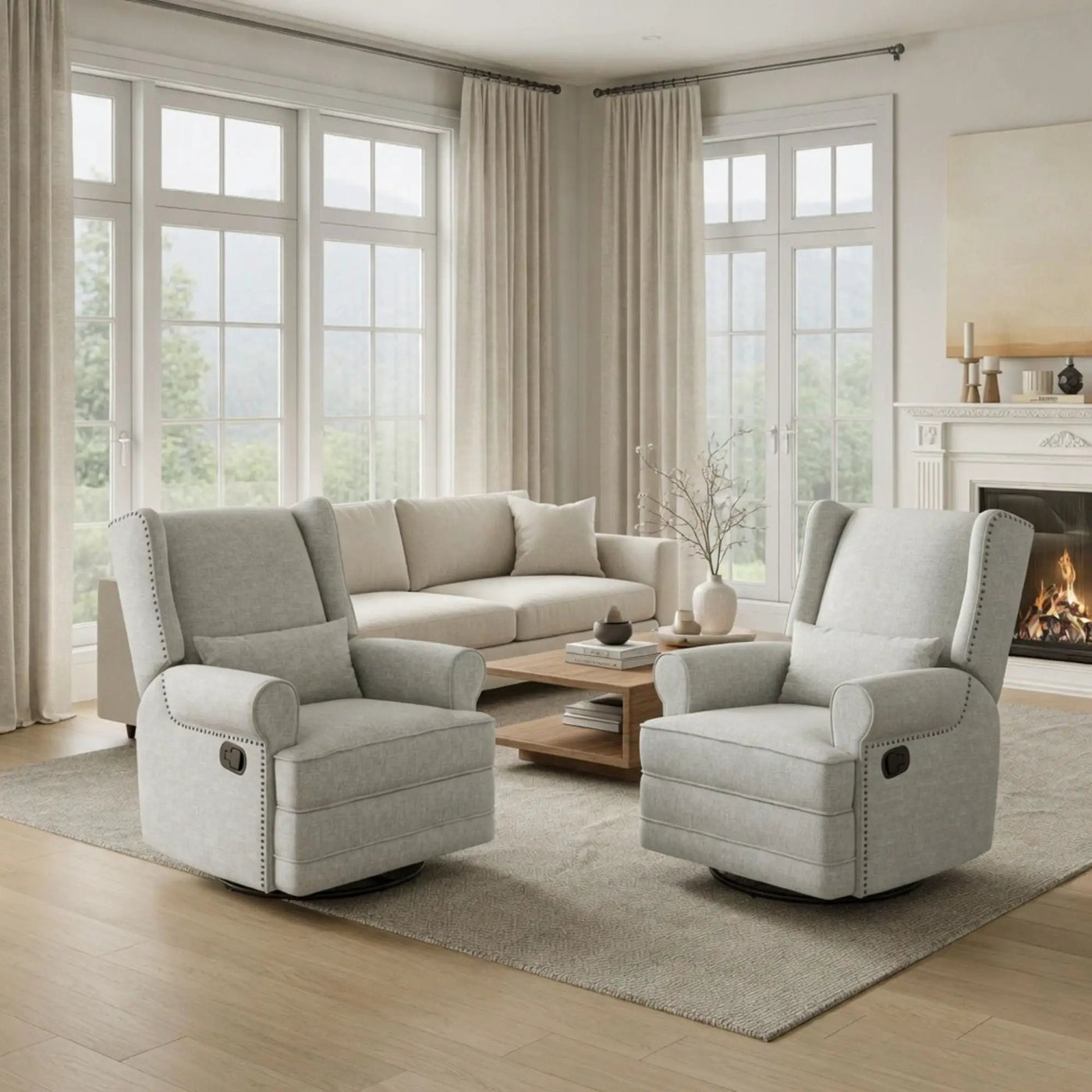 Extra Wide Swivel Recliner Glider Chair With Footrest by HouseOfZazla