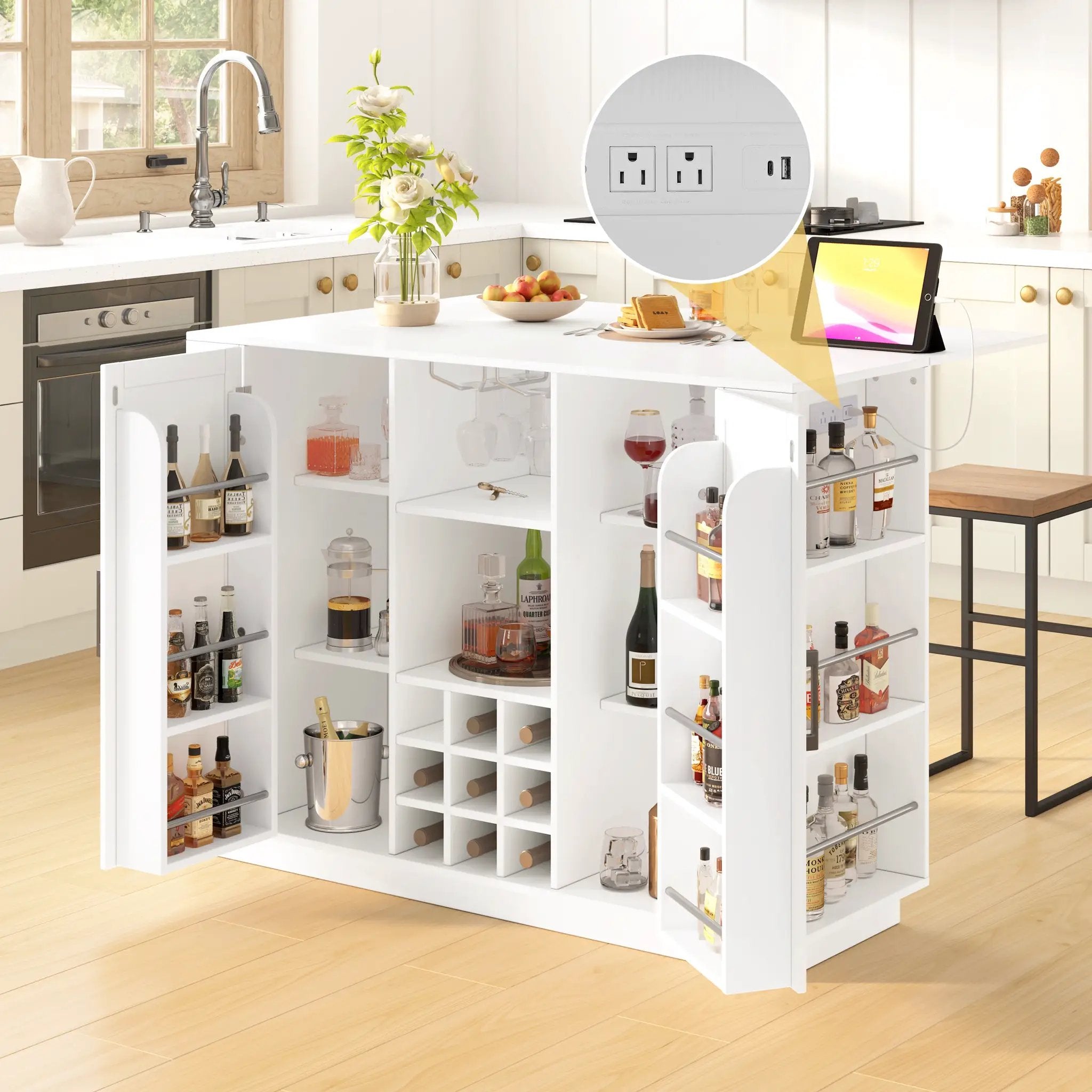 U-Style 47.2" Counter Height Table with Foldable Top & Power Outlet by HouseOfZazla