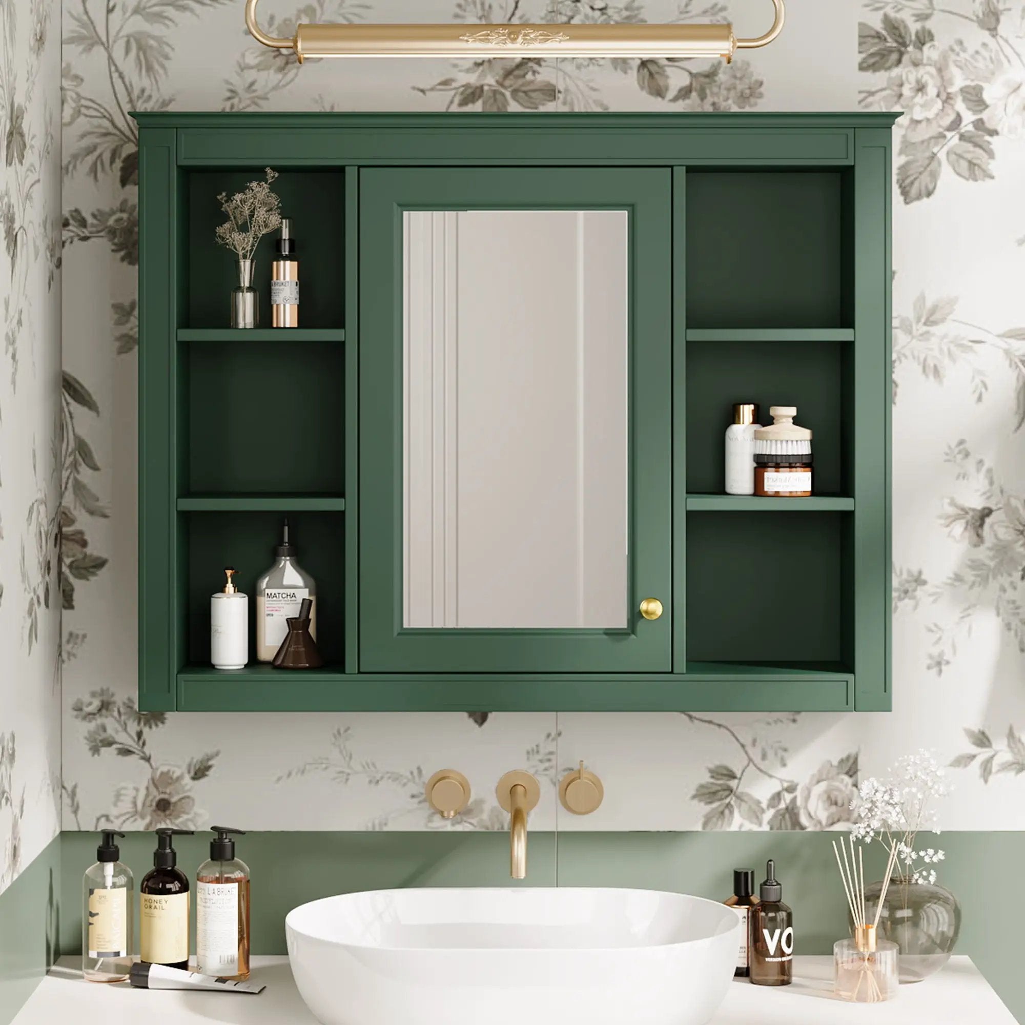 Wall Mounted Medicine Cabinet With Mirror, Storage Cabinet Featuring 6 Open Shelves And Adjustable Interior by HouseOfZazla