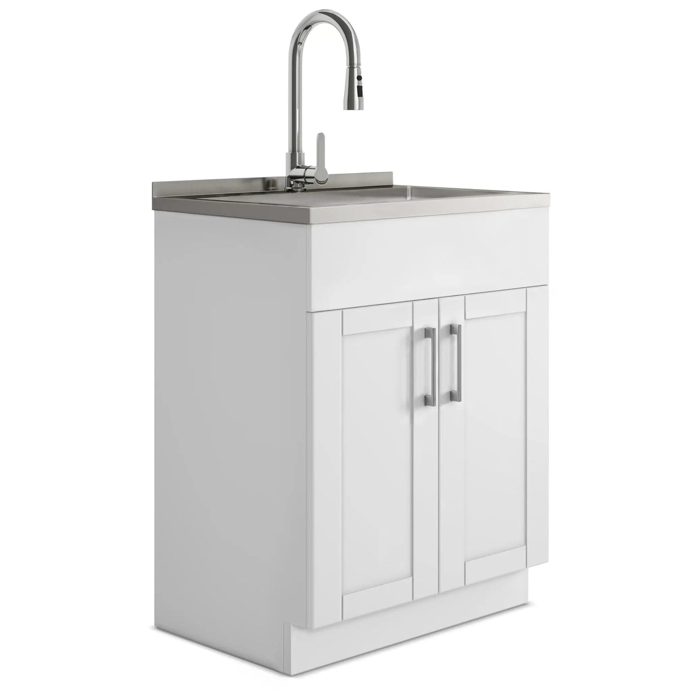 Shaker - Modern Wide, Laundry Cabinet With Faucet And Stainless Steel Sink by HouseOfZazla