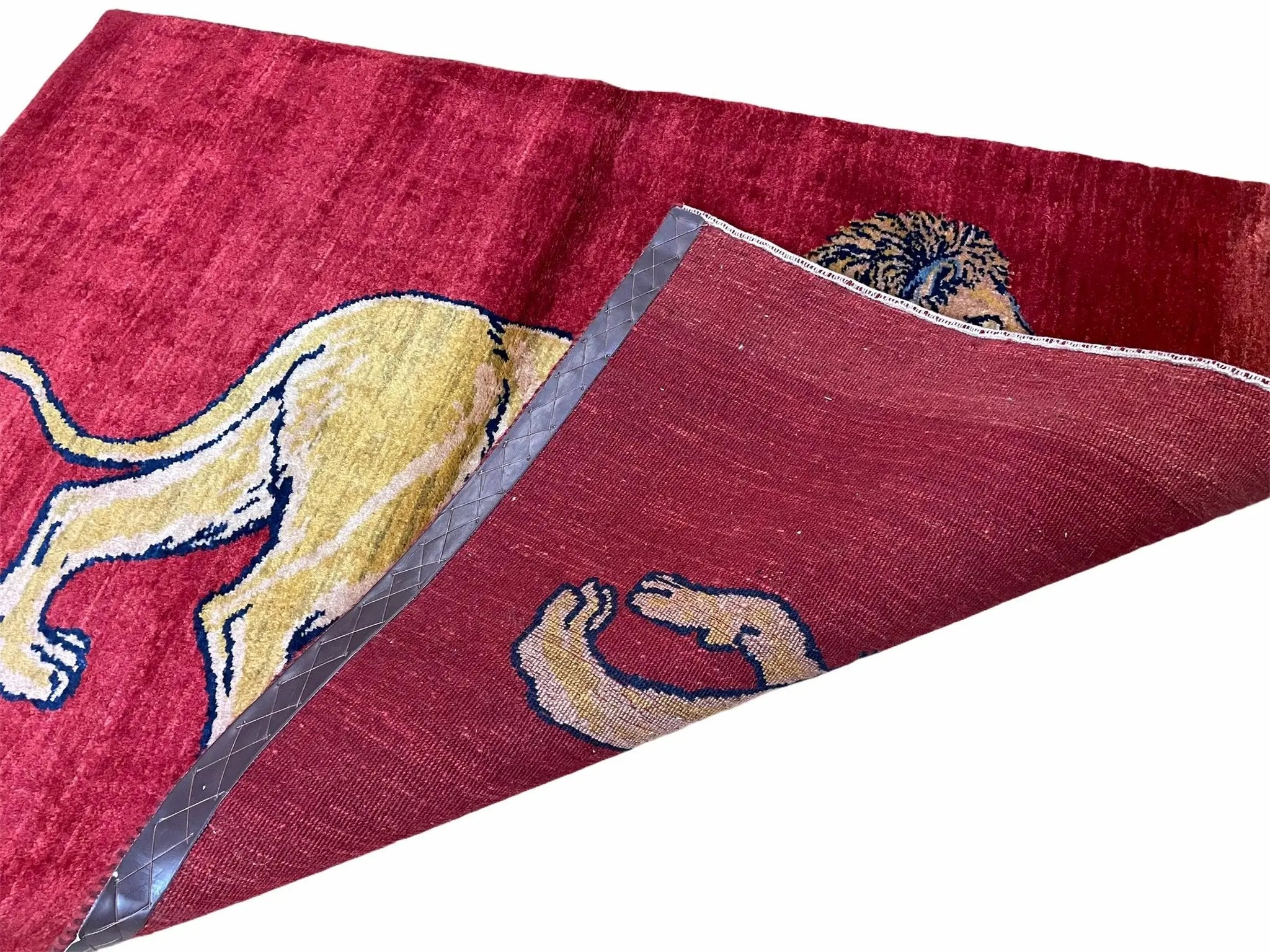3 X 5 Handmade Hand-Knotted Rug Quality Wool Pictorial Lion Red Organic Dyes by Jewel Rugs