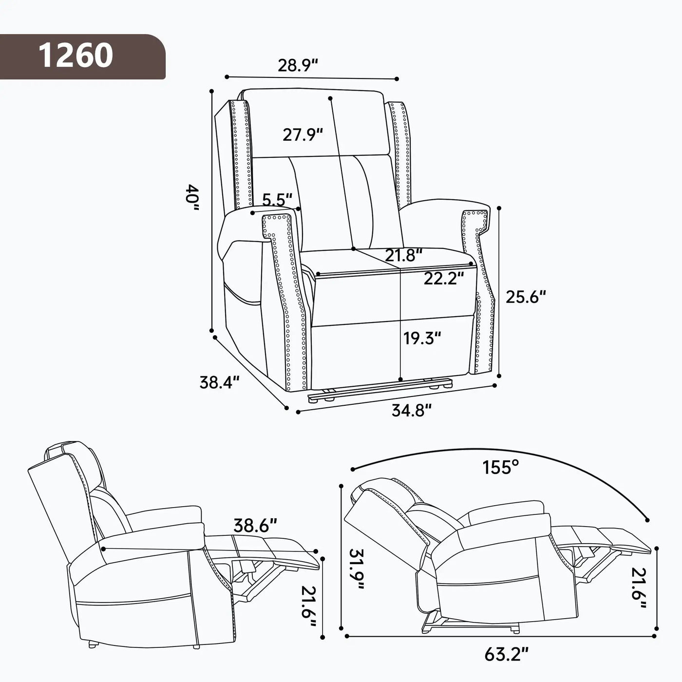 Manual Recliner Chair With Heavy Duty Motion Mechanism, 8 Vibrating Nodes And 3 Massage Modes For Living Room by HouseOfZazla