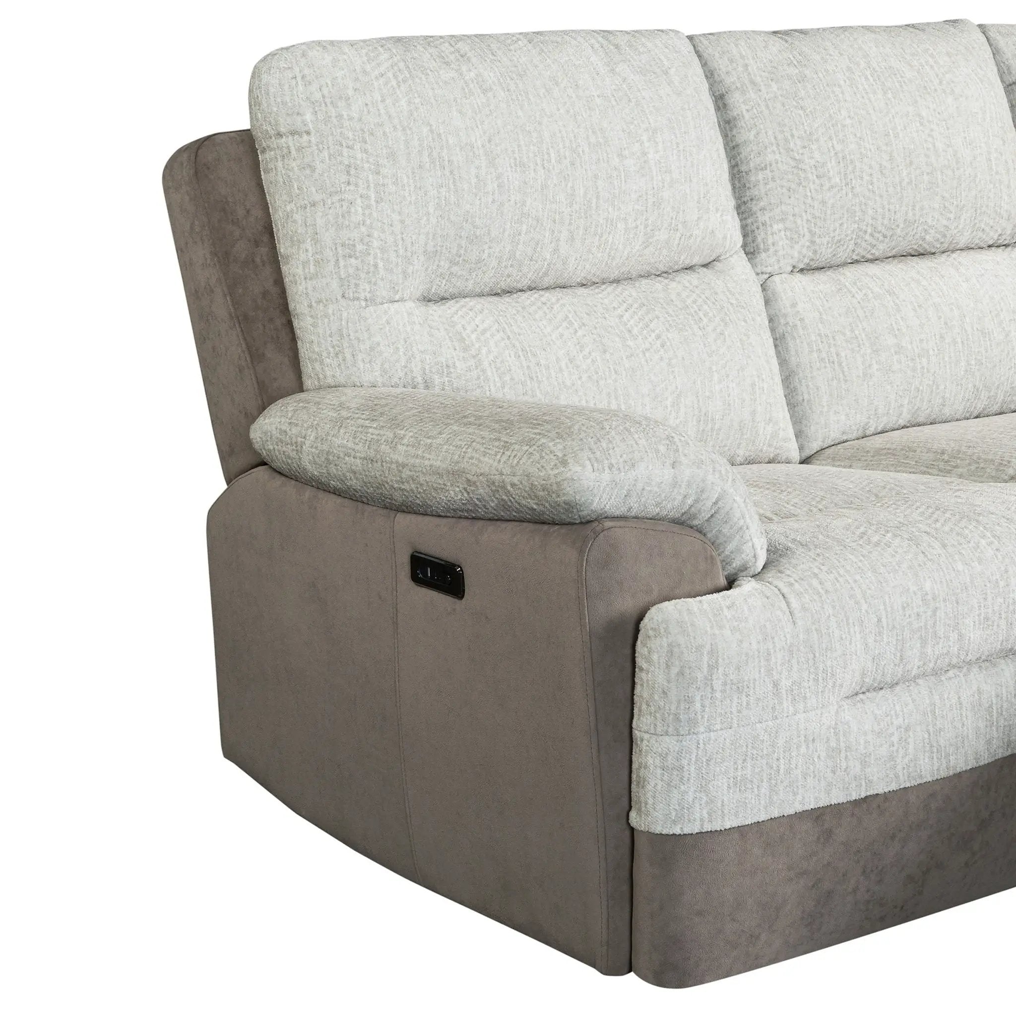 Kia - Sectional With Power And USB - Beige / Brown by HouseOfZazla