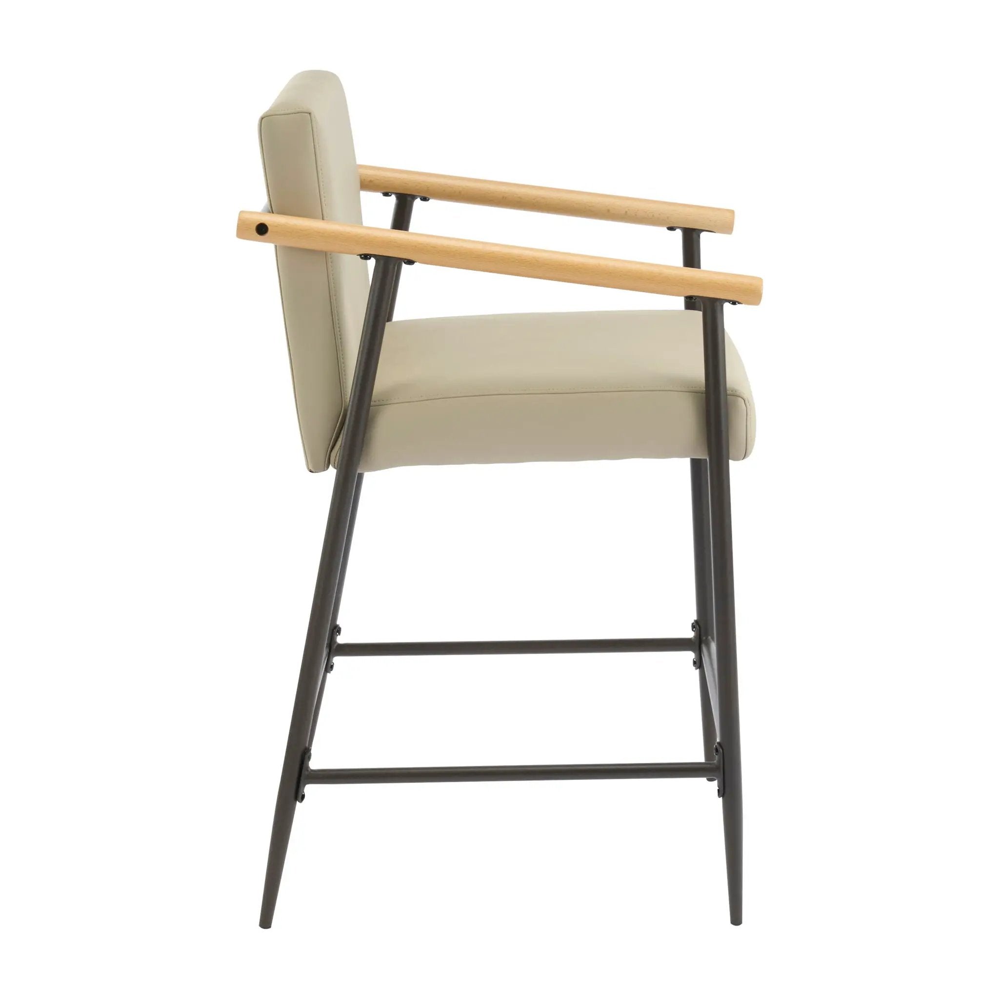 Mid Century Modern Counter Stool Set with Espresso Metal Frame - Khaki by HouseOfZazla
