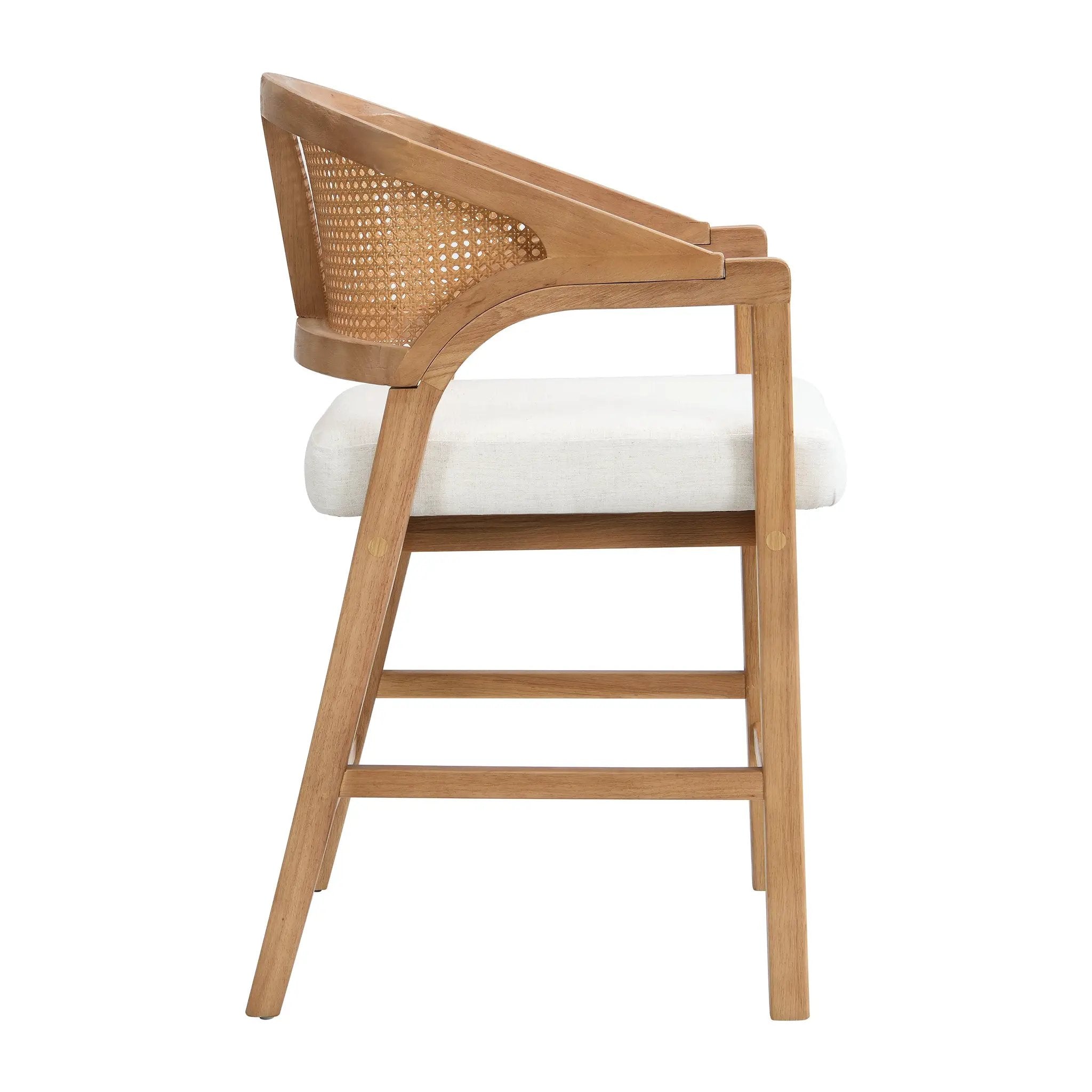 Wooden Frame Counter Stool with Rattan Back - Set of 2 by HouseOfZazla