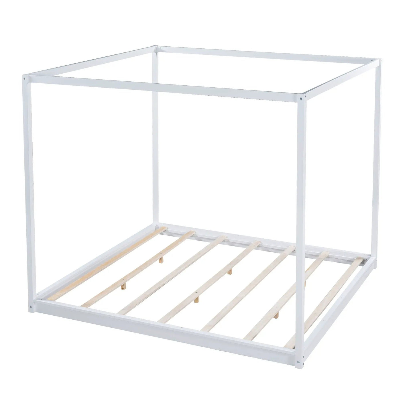 Wood Canopy Platform Bed With Support Legs And Airflow Slats by HouseOfZazla