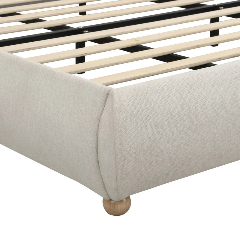 Upholstered Platform Bed Frame With Curved Headboard by HouseOfZazla