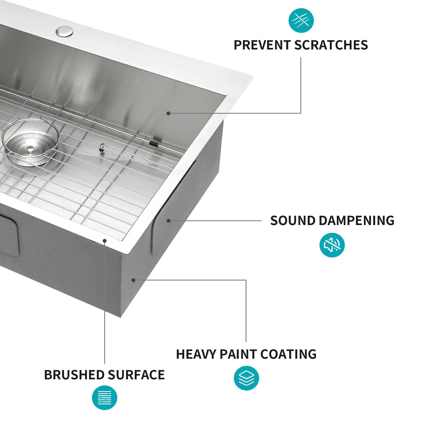 Stainless Steel Drop In Kitchen Sink, Topmount by HouseOfZazla