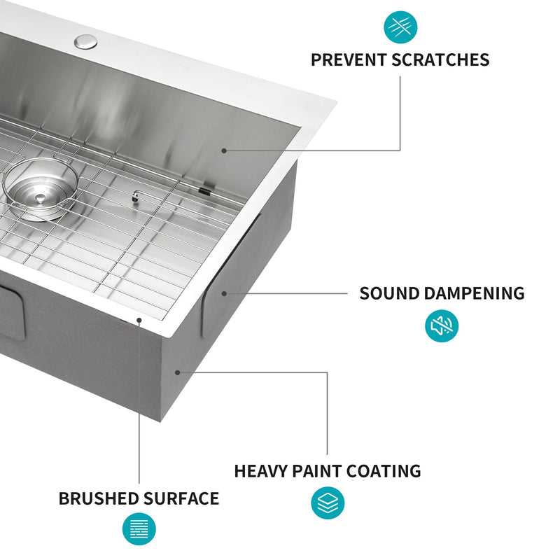 Stainless Steel Drop In Kitchen Sink, Topmount by HouseOfZazla