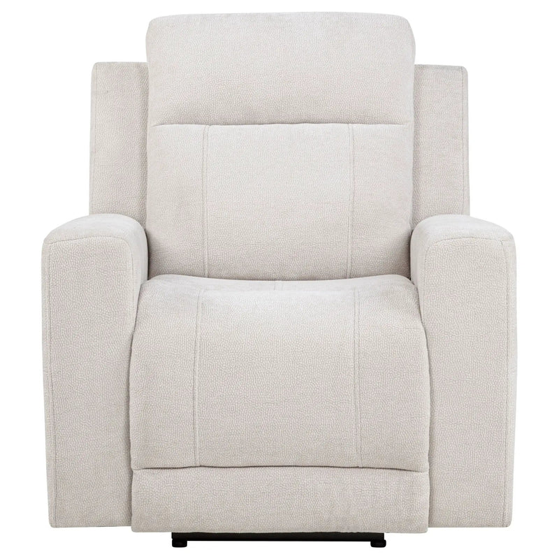 Kennett Chenille Upholstered Power Recliner Chair Ivory by Unique Piece Furniture