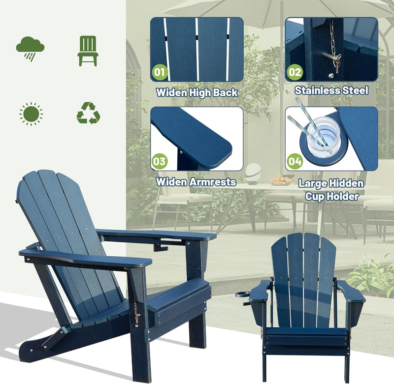 Adirondack Chair with Foldable Design and Built-In Cup Holder by HouseOfZazla