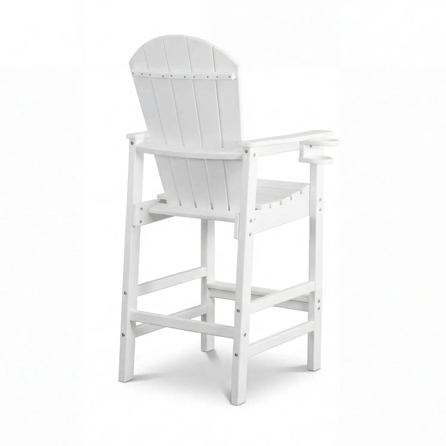 Outdoor Bar Height Adirondack Patio Chair With Cup Holder And Armrests All Weather UV Resistant - White by HouseOfZazla