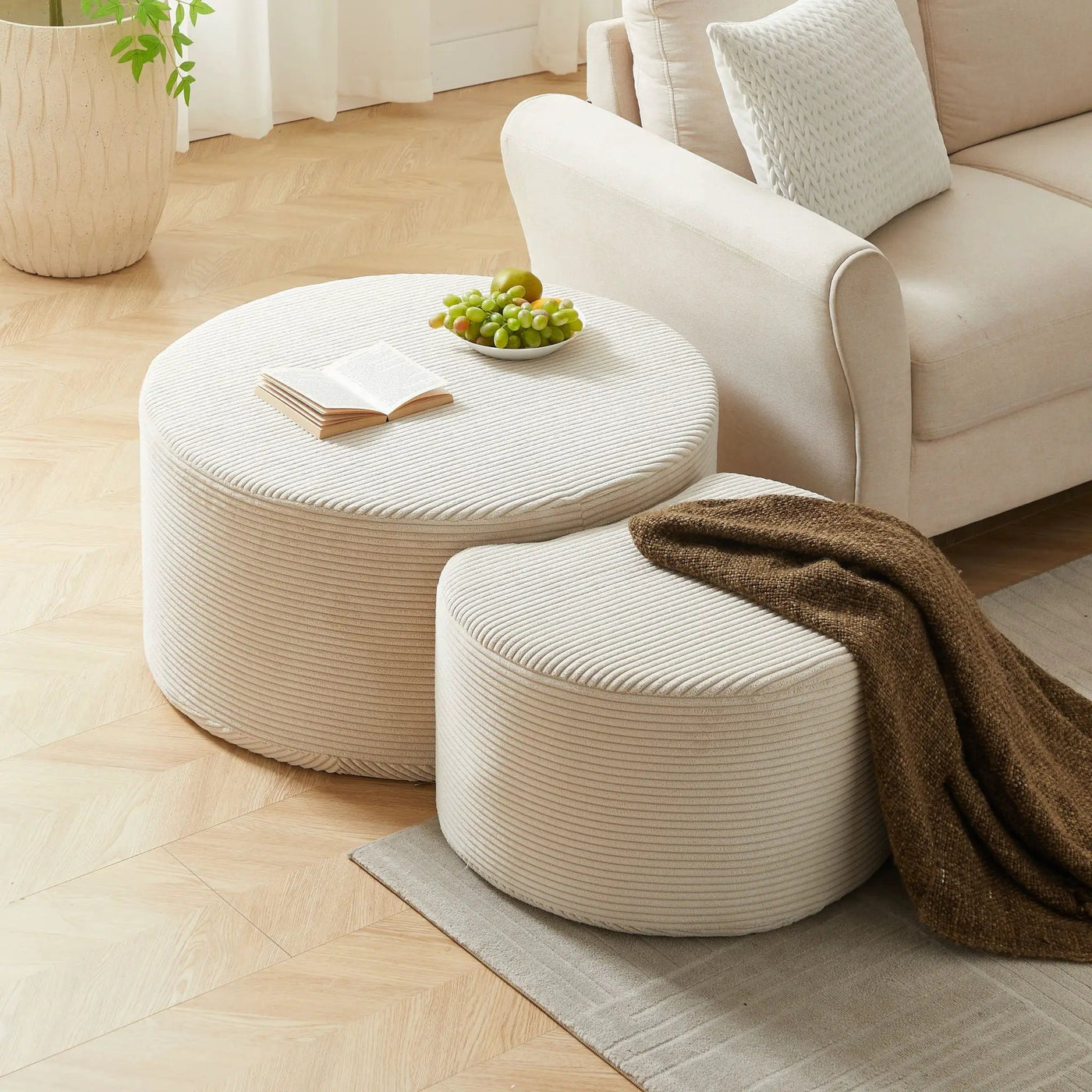 Modern Upholstered Round Coffee Table For Living Room (Set of 2) by HouseOfZazla