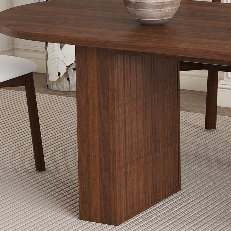 Oval Dining Table Set For 6 With 4 Chairs - Walnut