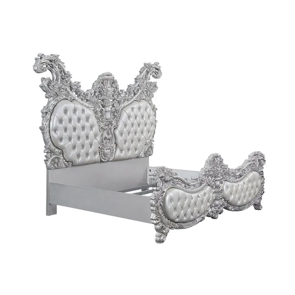 Valkyrie - Eastern King Bed - Synthetic Leather & Antique Platinum by Unique Piece Furniture