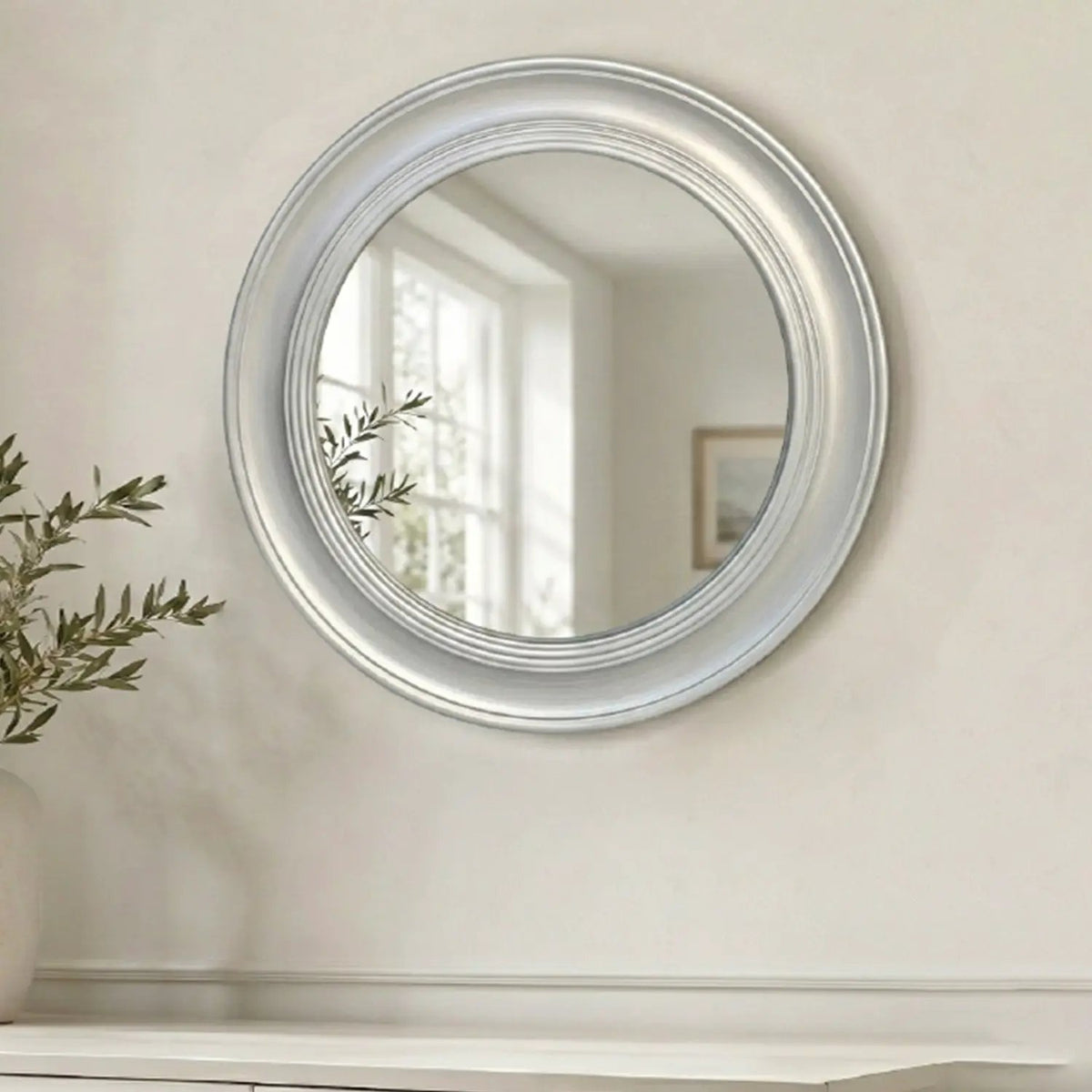 Vintage Round Wall Mirror, Brushed by HouseOfZazla