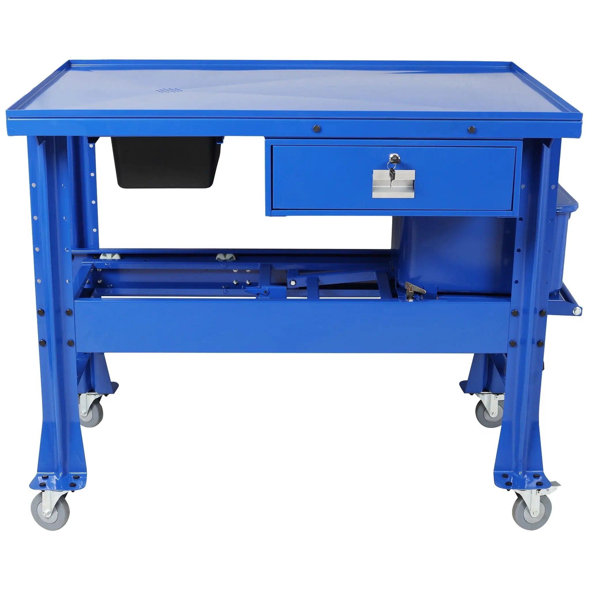 Mobile Tear Down Table With 3.5 Gallon Parts Washer And 110V Pump - Blue by HouseOfZazla