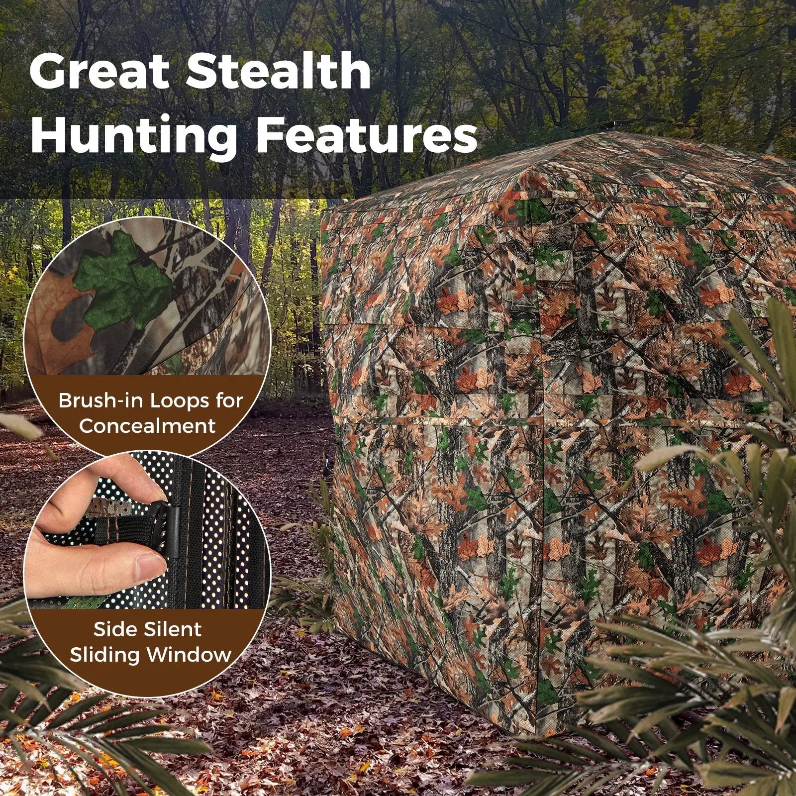 82 Inch Tall Hunting Blind 270° One Way See Through Ground Tent for 3-4 People by DirectDeals