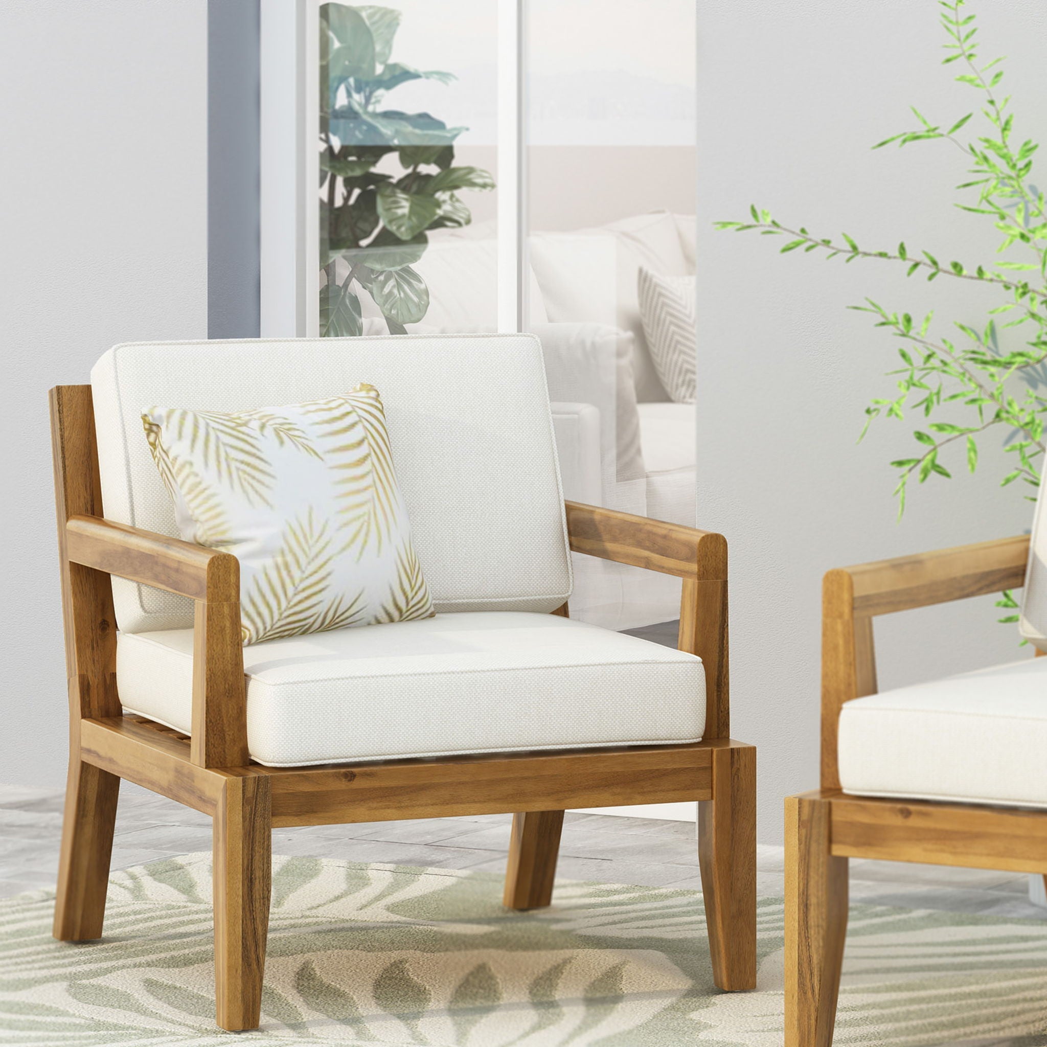 Outdoor Club Chair With Cushions - Beige by HouseOfZazla
