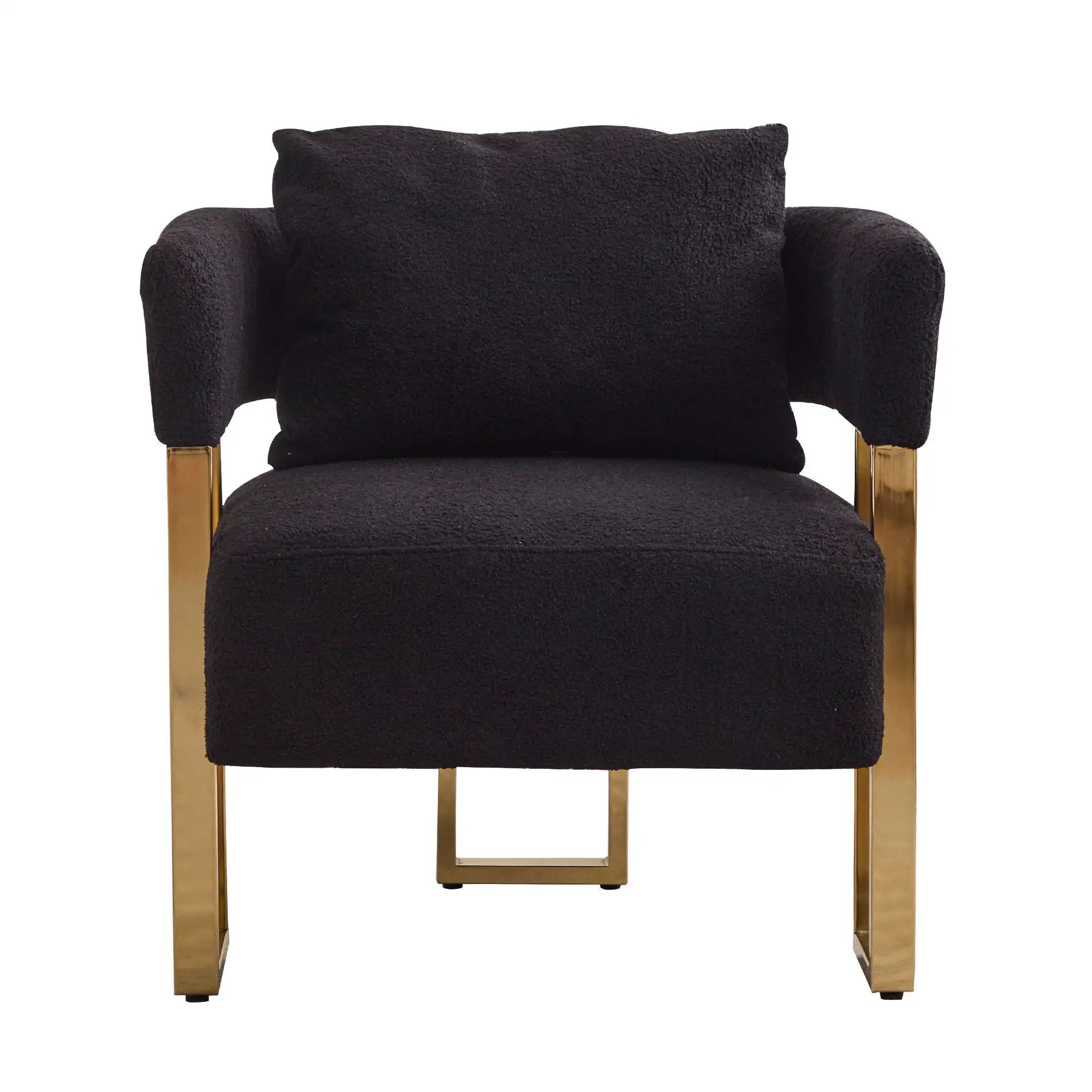 Modern Decorative Chair Teddy Fleece Upholstered And Metal Foot by HouseOfZazla