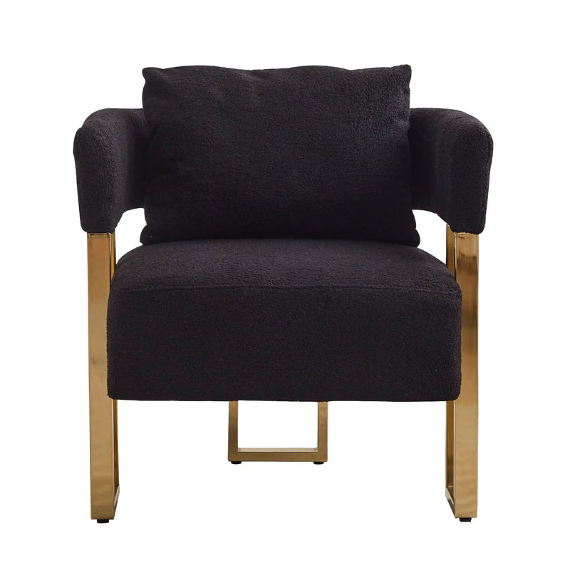 Modern Decorative Chair Teddy Fleece Upholstered And Metal Foot by HouseOfZazla