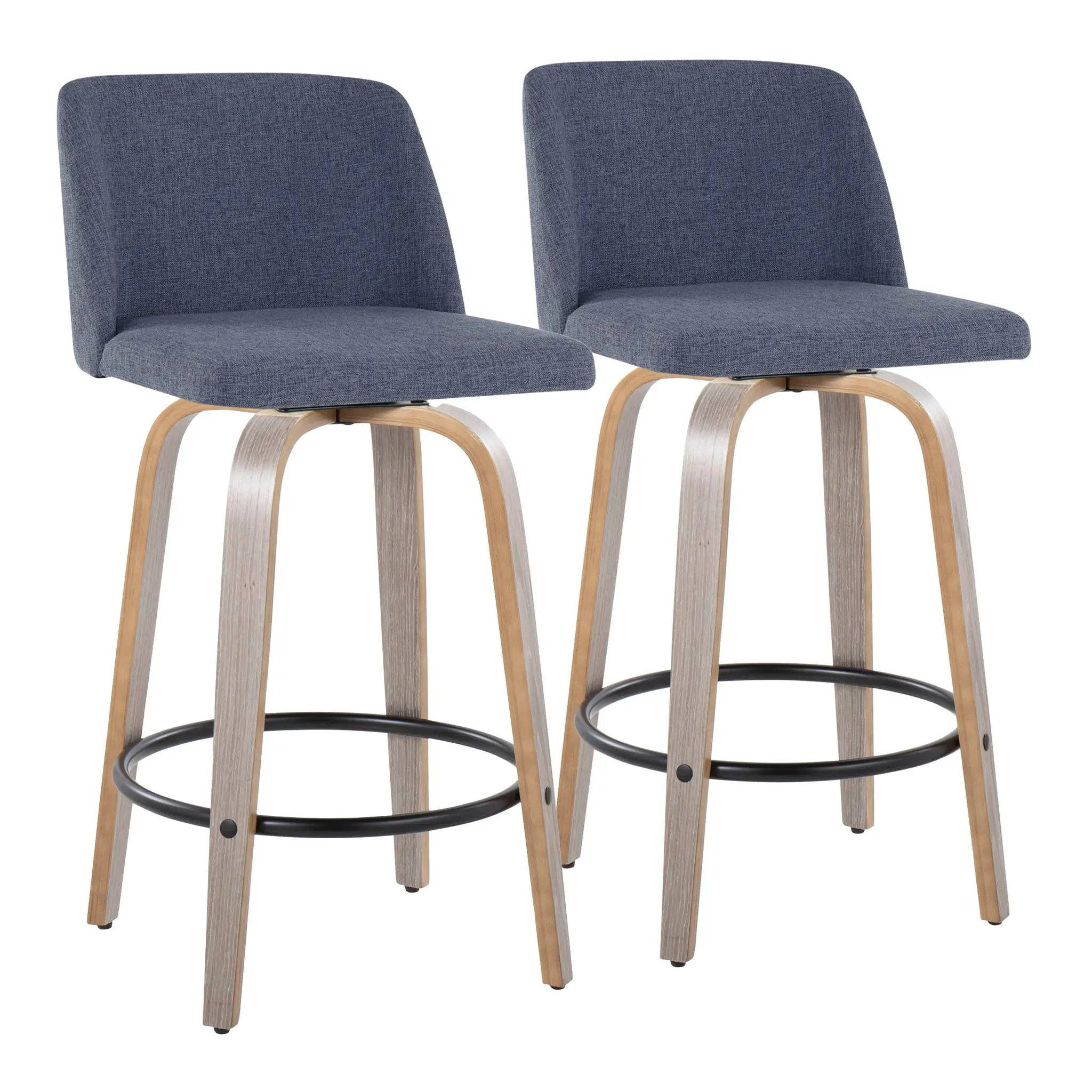 Toriano - Contemporary Fixed Height Counter Stool With Swivel & Round Footrest (Set of 2) by Unique Piece Furniture