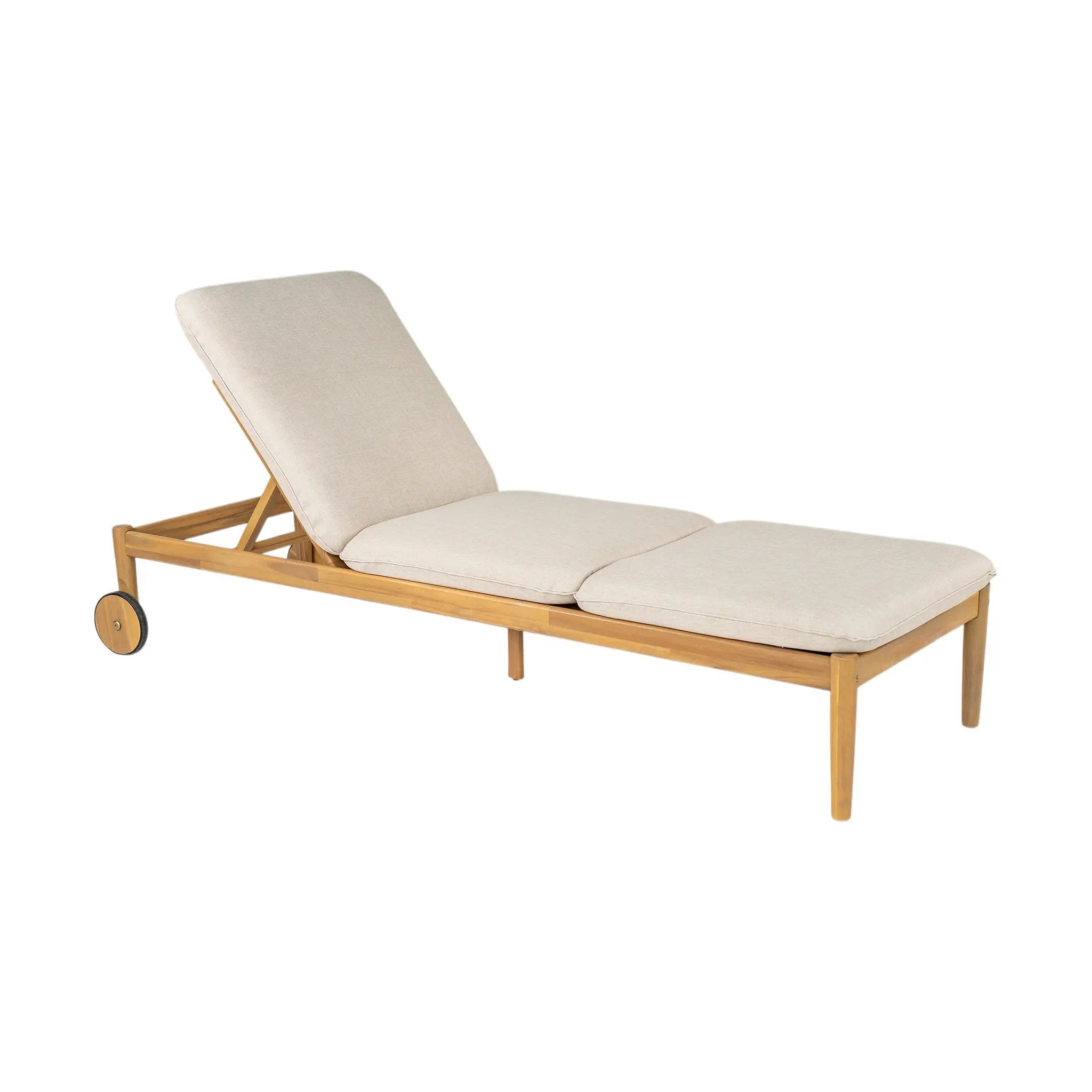 Riviera Outdoor Chaise Lounge with Wheels, Acacia Wood Frame (Set of 2) by HouseOfZazla
