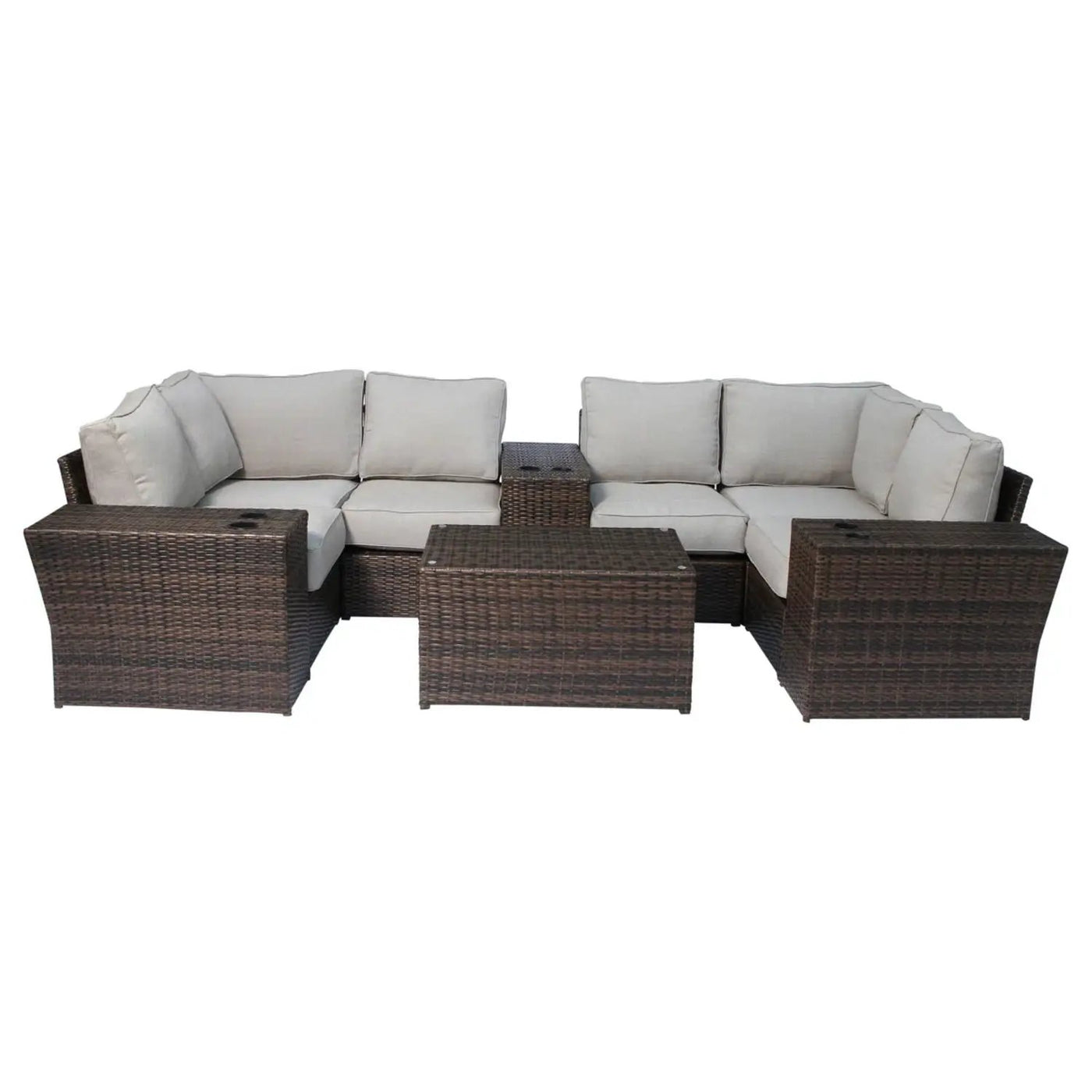 Wicker Outdoor Sectional With Weather Resistant Cushions And Table by Unique Piece Furniture