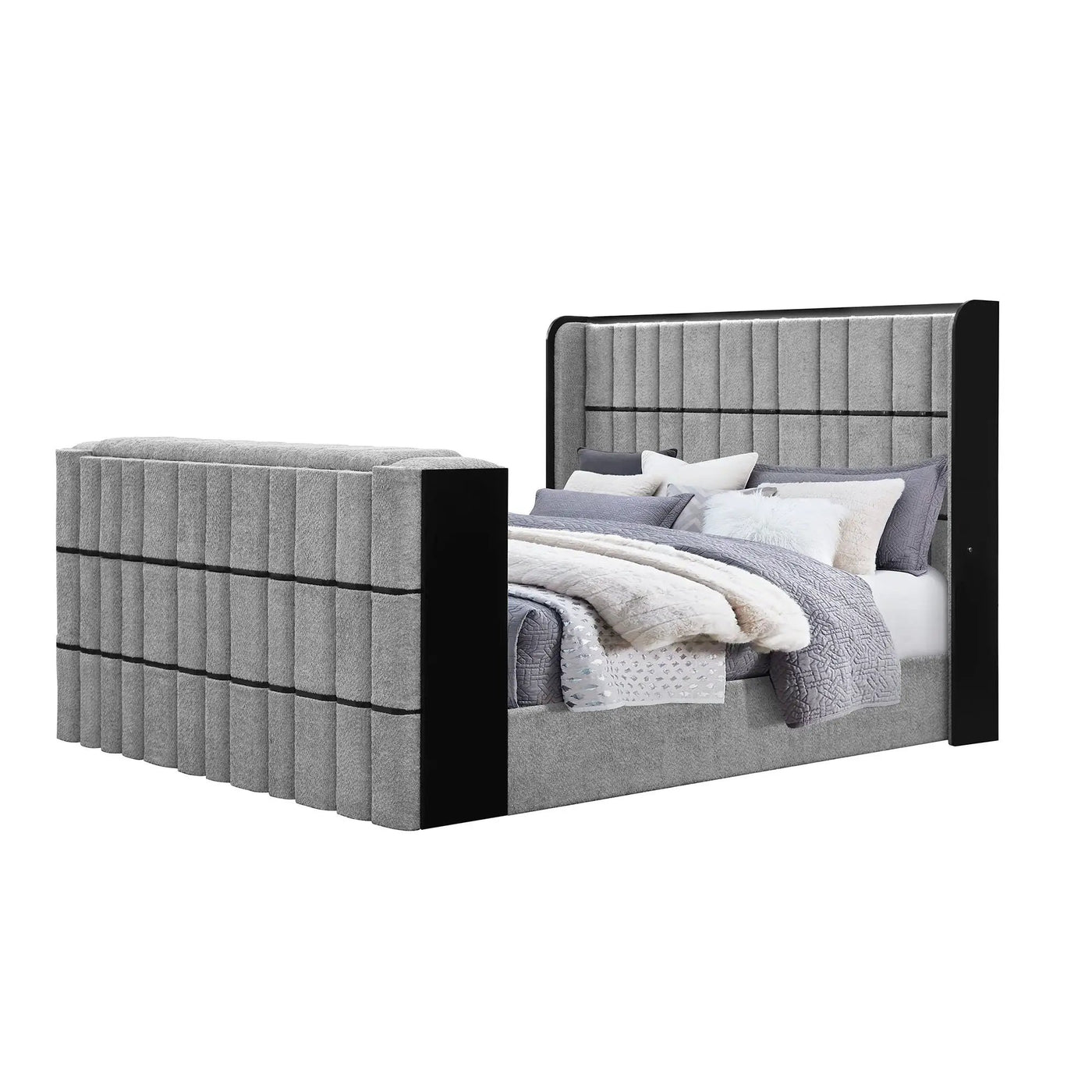 Isaiah - Bed With TV Lift-LED Speakers And Fireplace by Unique Piece Furniture