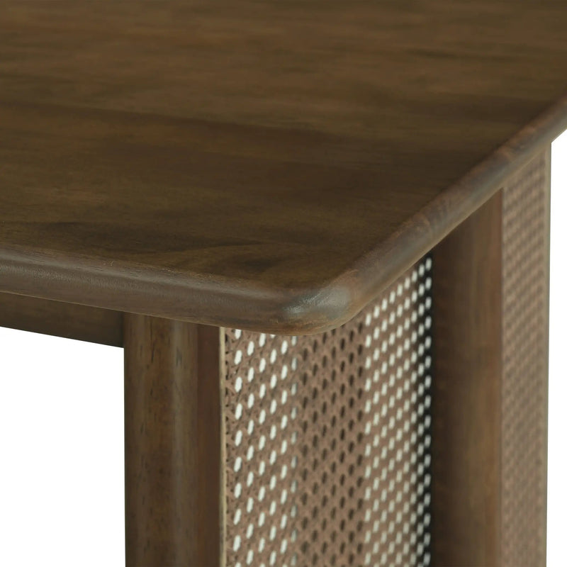 Walnut-Colored Rubber Wood Dining Set with Plastic Rattan by HouseOfZazla