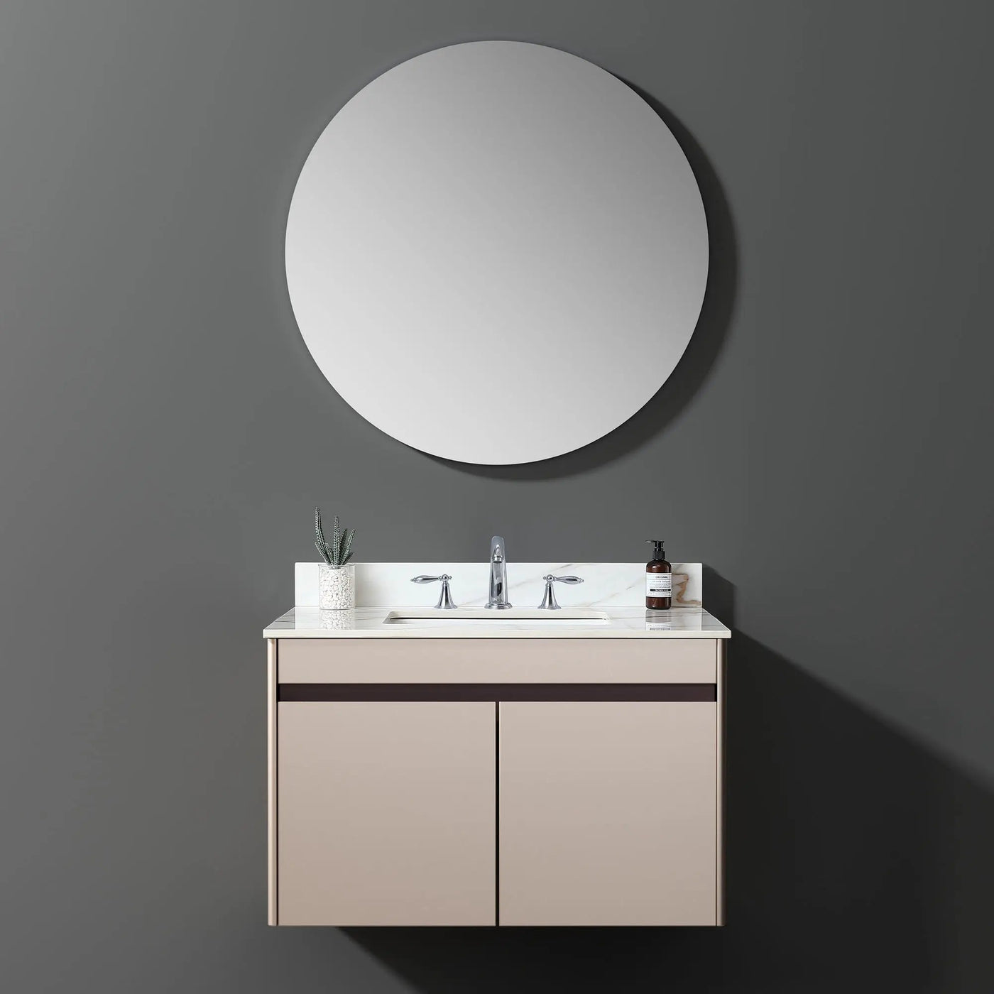Vanity Top With Undermount Sink And Backsplash, Sintered Stone by HouseOfZazla