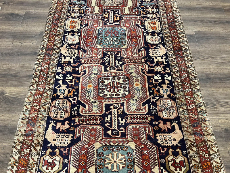 Persian Ardabil Wide Runner Rug 4x10 - Geometric Medallions & Animal Pictorials by Jewel Rugs