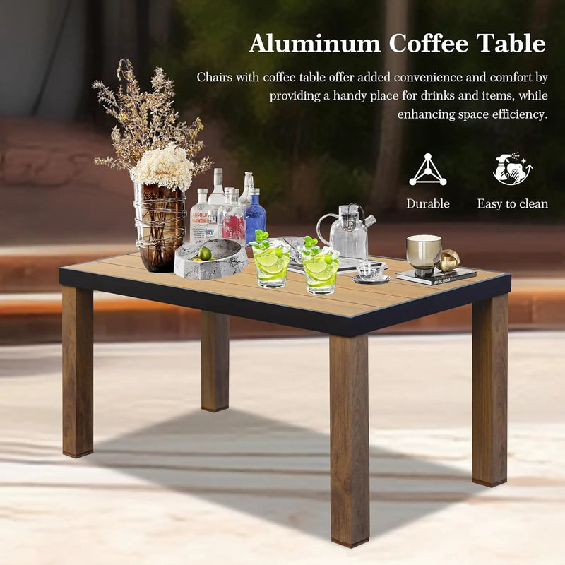 Aluminum Patio Furniture Set, 4-Piece Modern Conversation Set by HouseOfZazla