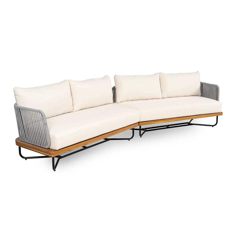 Lucca Outdoor Acacia Wood Rope Woven Sofa Sectional Set by HouseOfZazla