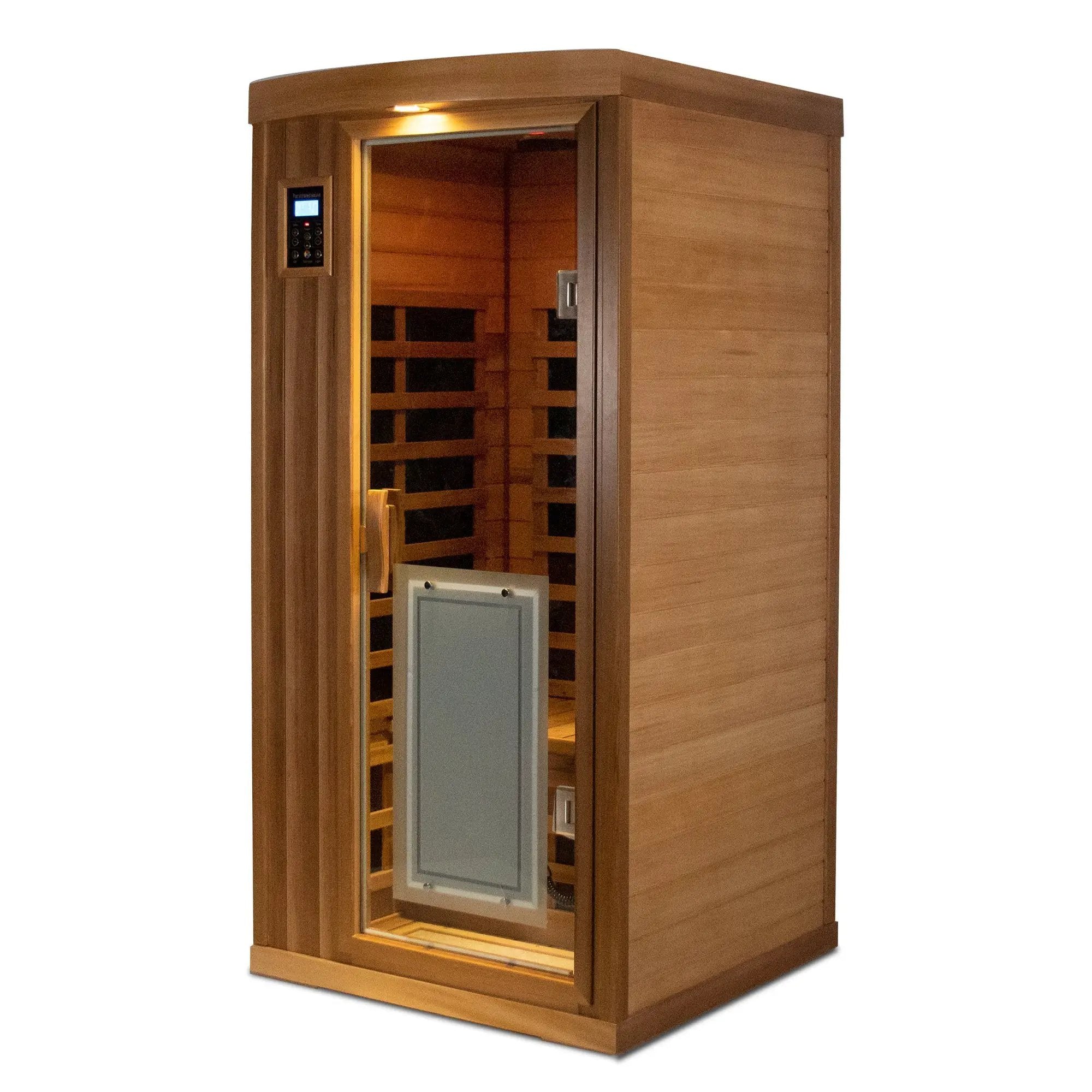 Low EMF One person Far infrared red cedar Deluxe indoor sauna room by HouseOfZazla