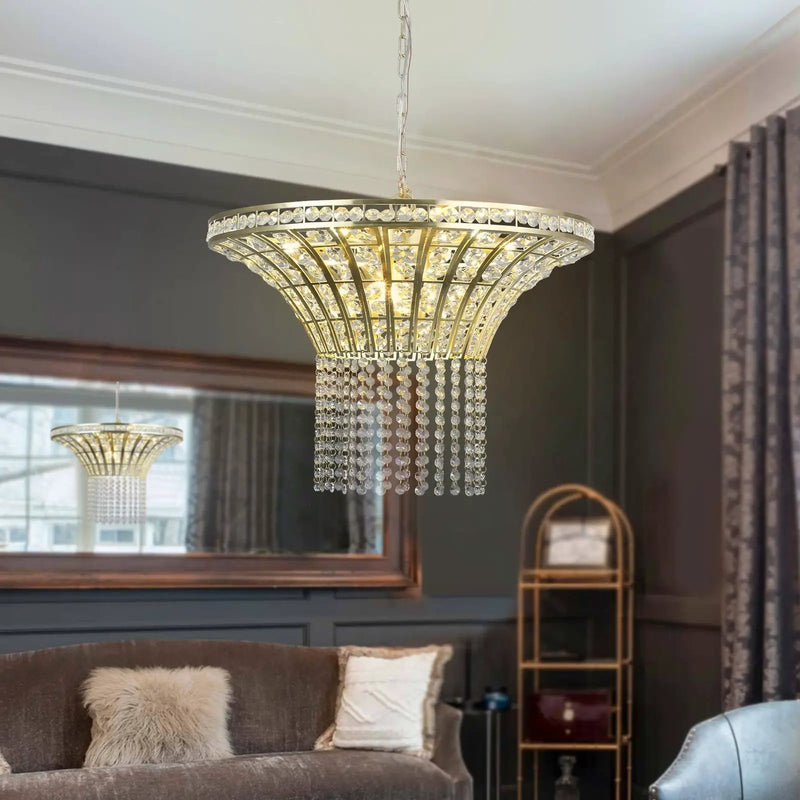 8-Light 23.6' Wide Crystal Waterfall Chandelier by HouseOfZazla