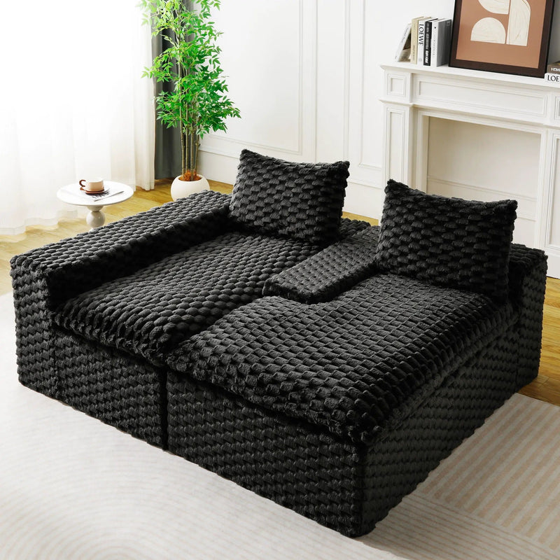 Modular Sofa, Convertible Twin Seat With Chaise Lounge by HouseOfZazla