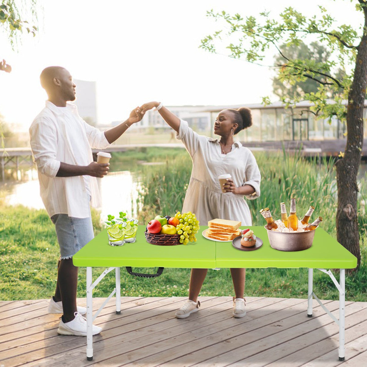 4ft Foldable Outdoor Table with Durable Construction - White, photo 6 of 7