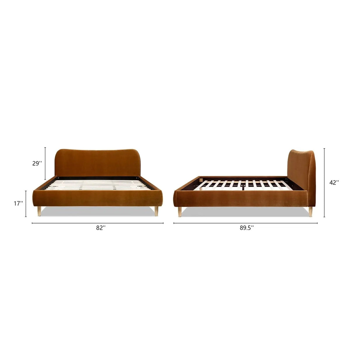 Roman - Curved Headboard Upholstered Platform Bed, photo 30 of 42