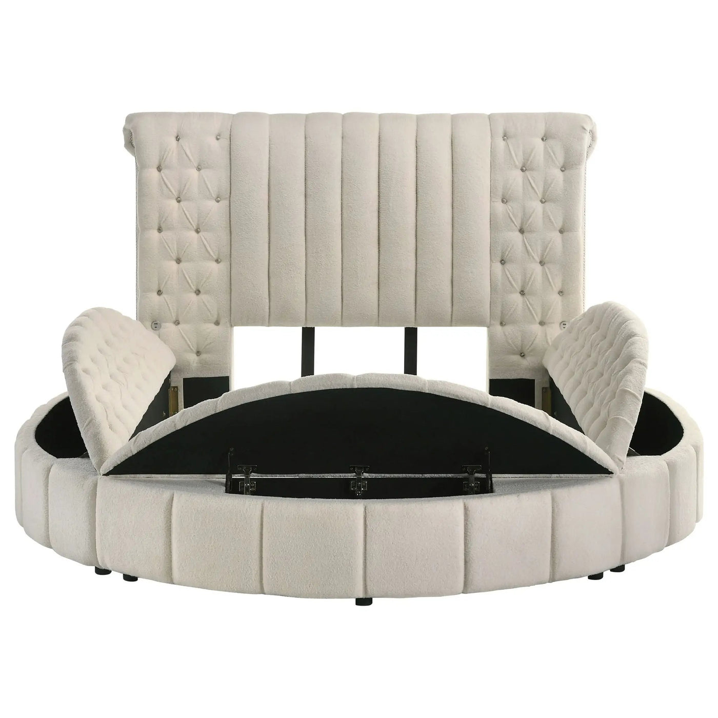 Santiago - Upholstered Round Storage Bed With Built In Charging Ports by HouseOfZazla